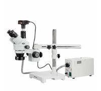 AmScope 3.5X-90X Boom Trinoculare Zoom Stereo Microscopio + 5MP Camera+Ring Luce