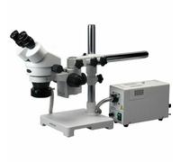 AmScope 3.5X-90X Stereo Zoom Boom Ispezione Microscopio+Fibra Optic Anello Luce
