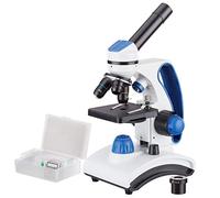 AmScope - 40X-1000X Microscopio per Studenti con Lenti in Vetro, Doppia Luce + Diapositive, Incl. Prepared & Blank Slide Set - M162C-2L-PB10