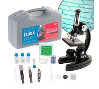 AmScope 48pc Starter 120x-1200x Composto Microscopio Scienza Kit Per Kids (Nero)