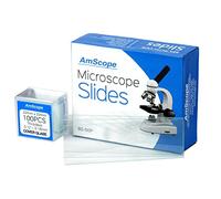AmScope - 50 Pezzi Vetrini Microscopio in Vetro e 100 Pezzi 22 x 22 mm Vetrini Coprioggetto per Microscopio
