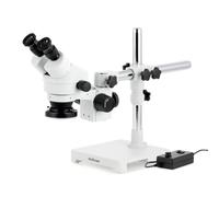 AmScope 7X-45X Binocolo Stereo Zoom Microscopio 144 LED Su Singolo Arm Boom Base