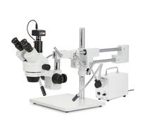 AmScope 7X-45X Simul-Focal Trinoculare Boom Stereo Microscopio+5MP Camera+ LED
