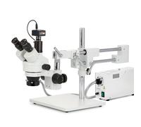 AmScope 7X-45X Simulfocal Trinoculare Boom Stereo Microscopio+10MP Camera+ Luce