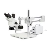 AmScope 7X-45X Simulfocal Trinoculare Boom Stereo Microscopio W Fibra Ottiche