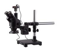 AmScope 7X-45X Trinoculare Boom Stereo Microscopio+10MP Camera+Fluorescente