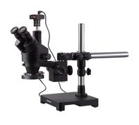 AmScope 7X-45X Trinoculare Boom Stereo Microscopio+5MP Fotocamera+Fluorescente