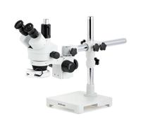 AmScope 7X-45X Trinoculare Simul-Focal Stereo Zoom Microscopio Su Boom + 144 LED