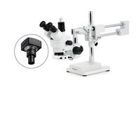 AmScope 7X-45X Trinoculare Stereo Microscopio Doppio Braccio Boom 80-LED + 1.3MP