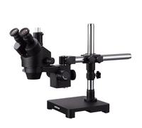 AmScope 7X-45X Trinoculare Stereo Zoom Microscopio Su Singolo Arm Boom Base Nero