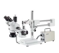AmScope 7X-45X Zoom Stereo Trinoculare 3D Boom Microscopio + LED Fibra Ring Luce