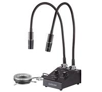 AmScope LED 11CR doppio faro LED potente con collo di cigno e luce ad anello