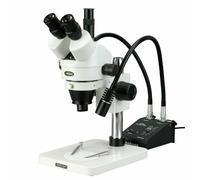 AmScope Microscopio Stereo Trinoculare 7X-45X Con Luce LED A Collo D'Anatra