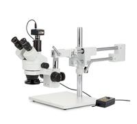 AmScope - Microscopio stereoscopico trinoculare, ingrandimento 3,5X-180X, luce ad anello a 4 zone con 144 LED, fotocamera da 10 MP