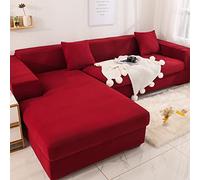 Amsg Copridivano con Penisola Elasticizzato A Sinistra Destra, Copridivano AntiGraffio Gatto Chaise Longue Sofa Cover A Forma di L,F,L 190~230cm