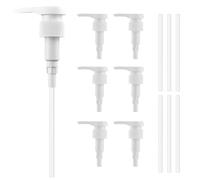 AMSGANK Set di 6 Pompe per Sciroppi, Dispenser per Sciroppo Pompa dosatrice in Plastica Riutilizzabili con Tubi Lunghi per Bottiglie Filettate da 28/410