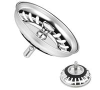 AMSGANK Tappo per Lavello Universale 80 mm, Tappo di Scarico per Lavello de Cucina Tappi Lavandino in Acciaio Inox Filtro Anti-Intasamento per Lavello da Cucina - 2 Pezzi