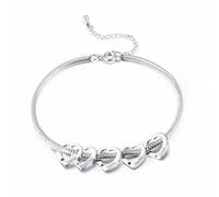 Amsgedhie Bracciale personalizzato con cuore e pietra del mese di nascita - Bracciale da donna con nome inciso e catena regolabile per mamma o nonna, regalo per la Festa della Mamma e Natale (Nomi 5)