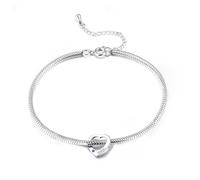 Amsgedhie Bracciale personalizzato con cuore e pietra del mese di nascita - Bracciale da donna con nome inciso e catena regolabile per mamma o nonna, regalo per la Festa della Mamma e Natale (Nome 1)