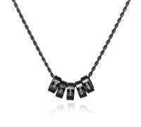 Amsgedhie Collana da uomo in acciaio inossidabile nero: collana da uomo personalizzata con nome - catena lunga 60 cm con chiusura a moschettone Gioielli minimalisti Un regalo per papà (Nome 5)