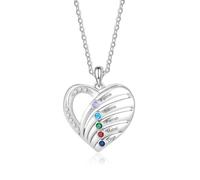 Amsgedhie Collana Personalizzata con Pietra del Mese per Donna - Ciondolo Cuore Inciso con Nome Collana Mamma, Regalo per Festa della Mamma (A-Nomi 4)