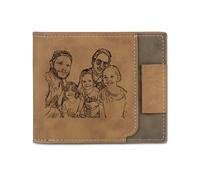 Amsgedhie Portafoglio personalizzato da uomo con tasca portamonete, portafoglio in pelle PU, portafoglio personalizzato con foto, nome e testo, regalo per il padre (Nome 5)