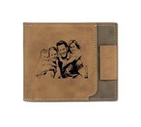 Amsgedhie Portafoglio personalizzato da uomo con tasca portamonete, portafoglio in pelle PU, portafoglio personalizzato con foto, nome e testo, regalo per il padre (Nome 4)
