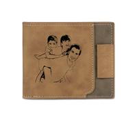 Amsgedhie Portafoglio personalizzato da uomo con tasca portamonete, portafoglio in pelle PU, portafoglio personalizzato con foto, nome e testo, regalo per il padre (Nome 3)