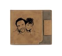 Amsgedhie Portafoglio personalizzato da uomo con tasca portamonete, portafoglio in pelle PU, portafoglio personalizzato con foto, nome e testo, regalo per il padre (Nome 2)