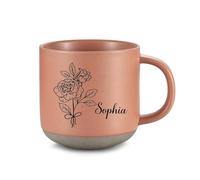 Amsgedhie Tazza da caffè in ceramica: Regali personalizzati - Tazze in ceramica moderne - Tazze con nomi e fiori di design - Regali ricordo per i migliori amici e partner (Pelle Rosa)