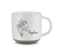 Amsgedhie Tazza da caffè in ceramica: Regali personalizzati - Tazze in ceramica moderne - Tazze con nomi e fiori di design - Regali ricordo per i migliori amici e partner (Bianco Grigio)