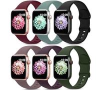 AMSKY 6 Pezzi Cinturini Compatibile con Cinturino Apple Watch 40mm 44 mm 42mm 46mm 45 mm 41mm 38mm 49mm Donna Uomo, Sportivi Silicone Compatibile con Apple Watch Series 11 10 9 8 7 6 5 4, SE 3 2 1