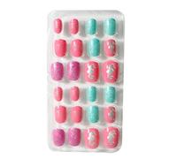 AMSLSIU 1 Set Unghie Finte Lime Di Media Lunghezza Stile Quadrato Opaco Presse Su Stick Avvolge Decalcomanie D'arte Kit Manicure Artificiale, Dodici