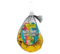 AMSLSIU 100 pezzi Monete d'oro dei pirati Colorate Party Game Prop Gaming Lode Giocattolo di plastica per valuta Forniture di compleanno, Pollice moneta d'oro, Borsa a rete