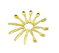 AMSLSIU 12 pezzi in miniatura Piatti Mini casa Kit Simulazione Stoviglie Modello Minihouse Accessorio KitchenToys Decorazione domestica, B-Oro