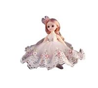 AMSLSIU Bella bambola per il corpo congiunto Bambole da sposa in pizzo carino Accessori interni per auto Vestire giocattolo Modello di moda portatile leggero, Bianco, senza musica