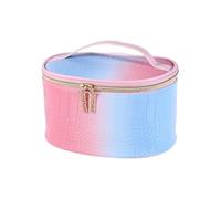 AMSLSIU Borsa cosmetica multifunzionale Borsa portaoggetti in PU impermeabile elegante e leggera per smistamento da toilette Valigetta, ovale (21 * 15.5 * 12.3 cm