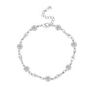 AMSLSIU Bracciale in oro rosa con fiore semplice retrò. Pezzo senza tempo adatto a molte occasioni. Bracciale con gioielli di moda in rame, oro bianco