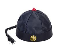 AMSLSIU Cappello da imperatore cinese con coda di cavallo per giochi di ruolo, comodo ed elegante, facile da indossare. Il berretto orientale cinese presenta colori vivaci.