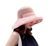 AMSLSIU Cappello da Sole Cappelli da Pescatore Pieghevoli Cappellino a per Tesa Larga in Rete Protezione Solare Moda all'aperto Tinta Unita per la Spiaggia, Rosa, Dimensione Libera
