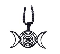 AMSLSIU Collana con ciondolo a forma di fiore e labirinto dorato, regali wiccan per uomo e donna, collana con nodo da strega in acciaio inossidabile, C