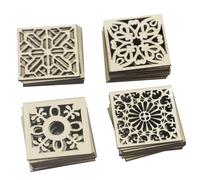 AMSLSIU Confezione da 60 modelli classici in legno Scrapbooking Craft Multi-funzione creativa modellazione fatta a mano intaglio del legno Decor