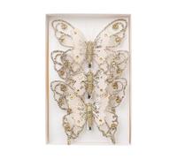 AMSLSIU Decorazioni natalizie a forma di farfalla, Per eleganza scintillante, atmosfera da sogno per gli spazi delle feste, sia sui rami di Natale, oro, 11.5x2x10 cm