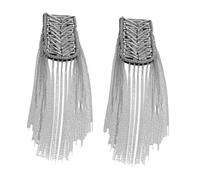 AMSLSIU Elegante spilla con catena a maglie in nappa di metallo, accessorio Per unico per spettacoli teatrali e feste, spilla con catena a maglie in nappa di metallo per spalline, Argento, 6x9x17.5