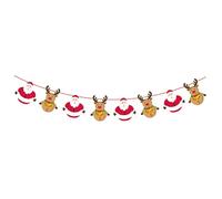 AMSLSIU Ghirlanda di striscioni natalizi con elementi natalizi classici Ghirlanda di striscioni Buon Buon Natale per decorazioni per la casa Natale Per unico, alce santa tirando la bandiera