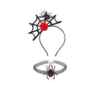 AMSLSIU La collana con copricapo a ragnatela aggiunge un tocco di Per eleganza al costume di Halloween, fascia e lega ragno Halloween in garza nera, sette