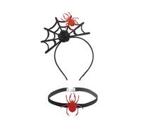 AMSLSIU La collana con copricapo a ragnatela aggiunge un tocco di Per eleganza al costume di Halloween, fascia e lega ragno Halloween in garza nera, cinque
