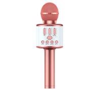 AMSLSIU Microfono wireless Altoparlante compatibile con Bluetooth Riduzione del rumore Lettore KTV Microfono regolabile per la registrazione in streaming live, Rosa d'oro