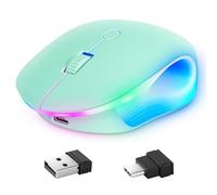 AMSLSIU Mouse per computer wireless robusto e durevole progettato per durare nel tempo Realizzato con mouse Bluetooth ricaricabili in ABS Mouse Bluetooth, verde
