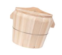 AMSLSIU Secchio per riso in legno lucidato a mano, splendido barile per riso al vapore con coperchio, tavolo da pranzo, adatto per servire, secchio per al, Diametro superiore 21 cm